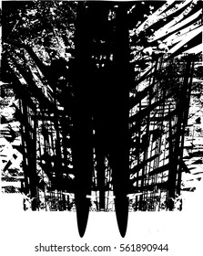 Background black and white abstract texture vector with  dark spots, nets, lines and drawing