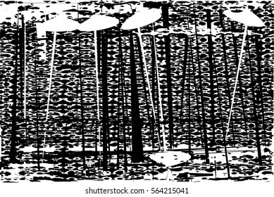 Background black and white abstract texture vector with  dark spots, nets, lines and drawing