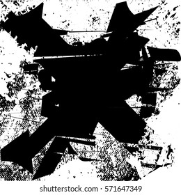 Background black and white abstract texture vector with  dark spots, nets, lines and drawing