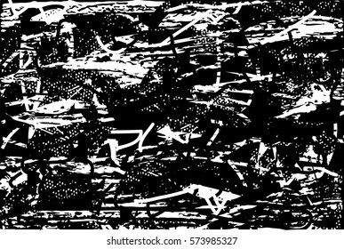 Background black and white abstract texture vector with  dark spots, nets, lines and drawing