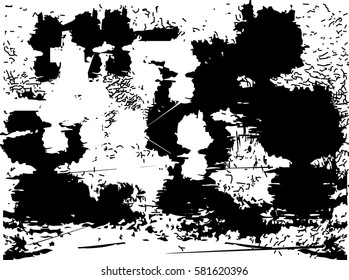 Background black and white abstract texture vector with  dark spots, nets, lines and drawing