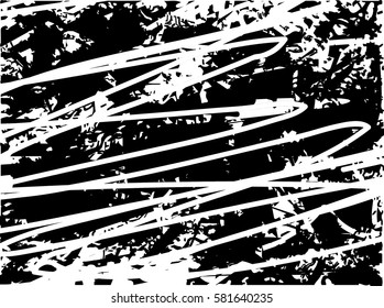 Background black and white abstract texture vector with  dark spots, nets, lines and drawing