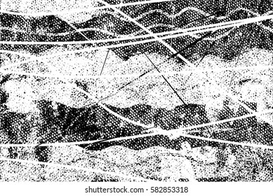 Background black and white abstract texture vector with  dark spots, nets, lines and drawing