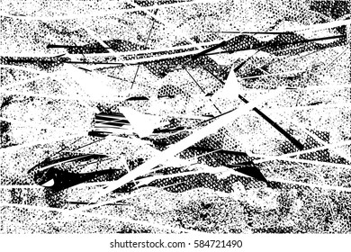 Background black and white abstract texture vector with  dark spots, pale nets, lines and drawing