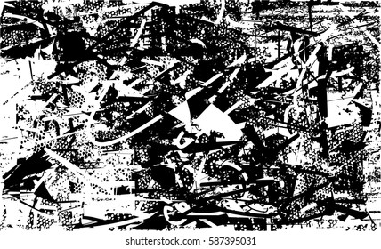 Background black and white abstract texture vector with  dark spots, pale nets, lines and drawing
