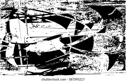 Background black and white abstract texture vector with  dark spots, pale nets, lines and drawing
