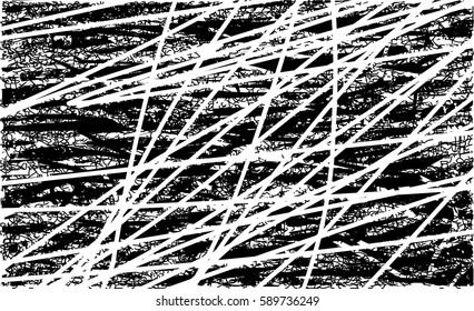 Background black and white abstract texture vector with  dark spots, pale nets, lines and drawing