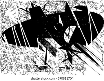 Background black and white abstract texture vector with  dark spots, pale nets, lines and drawing