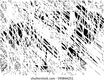 Background black and white abstract texture vector with  dark spots, pale nets, lines and drawing