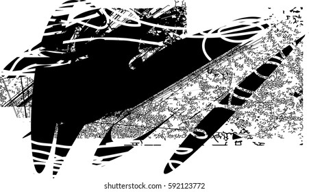 Background black and white abstract texture vector with  dark spots, nets, lines and drawing