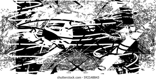 Background black and white abstract texture vector with  dark spots, nets, lines and drawing