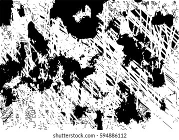 Background black and white abstract texture vector with  dark spots, pale nets, lines and drawing