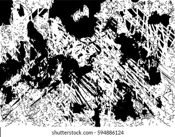 Background black and white abstract texture vector with  dark spots, pale nets, lines and drawing