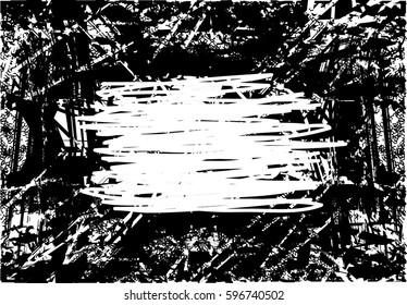 Background black and white abstract texture vector with  dark spots, nets, lines and drawing