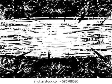 Background black and white abstract texture vector with  dark spots, nets, lines and drawing