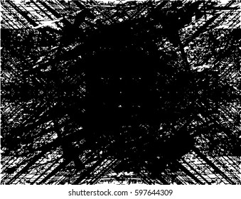 Background black and white abstract texture vector with  dark spots, nets, lines and drawing