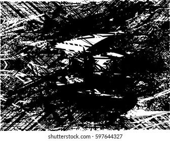 Background black and white abstract texture vector with  dark spots, nets, lines and drawing