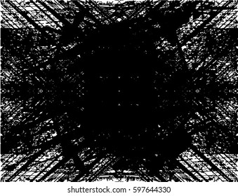 Background black and white abstract texture vector with  dark spots, nets, lines and drawing