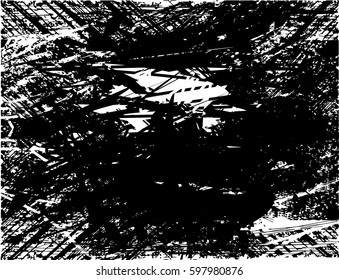 Background black and white abstract texture vector with  dark spots, nets, lines and drawing