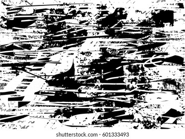 Background black and white abstract texture vector with  dark spots, nets, lines and drawing