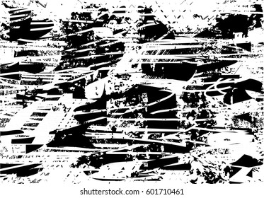 Background black and white abstract texture vector with  dark spots, nets, lines and drawing