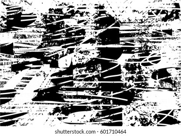 Background black and white abstract texture vector with  dark spots, nets, lines and drawing