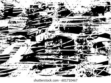 Background black and white abstract texture vector with  dark spots, nets, lines and drawing