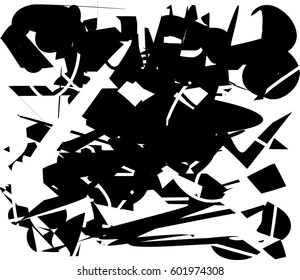 Background black and white abstract texture vector with  dark spots, nets, lines and drawing