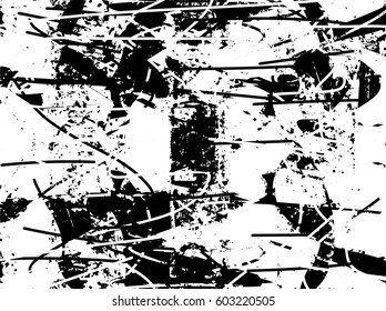 Background black and white abstract texture vector with  dark spots, nets, lines and drawing