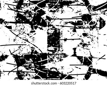 Background black and white abstract texture vector with  dark spots, nets, lines and drawing