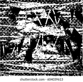 Background black and white abstract texture vector with  dark spots, nets, lines and drawing