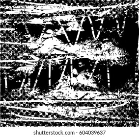 Background black and white abstract texture vector with  dark spots, nets, lines and drawing