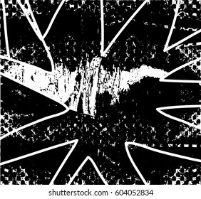 Background black and white abstract texture vector with  dark spots, nets, lines and drawing