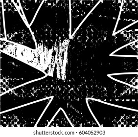 Background black and white abstract texture vector with  dark spots, nets, lines and drawing