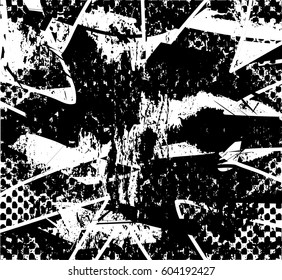 Background black and white abstract texture vector with  dark spots, nets, lines and drawing