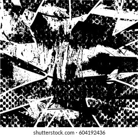Background black and white abstract texture vector with  dark spots, nets, lines and drawing