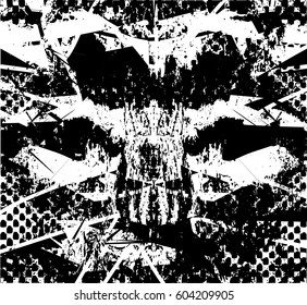 Background black and white abstract texture vector with  dark spots, nets, lines and drawing