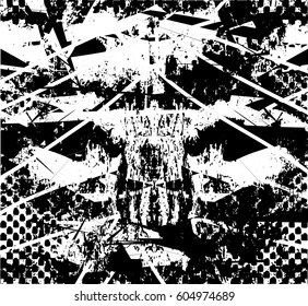 Background black and white abstract texture vector with  dark spots, nets, lines and drawing