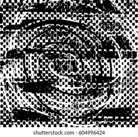 Background black and white abstract texture vector with  dark spots, nets, lines and drawing