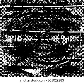 Background black and white abstract texture vector with  dark spots, nets, lines and drawing