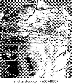 Background black and white abstract texture vector with  dark spots, nets, lines and drawing