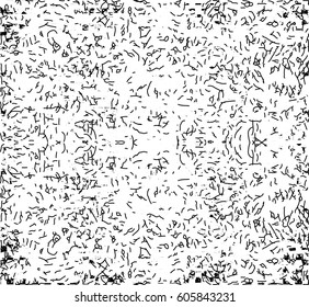 Background black and white abstract texture vector with  spots, nets, lines and drawing