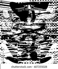 Background black and white abstract texture vector with  dark spots, nets, lines and drawing