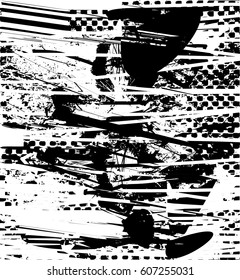 Background black and white abstract texture vector with  dark spots, nets, lines and drawing