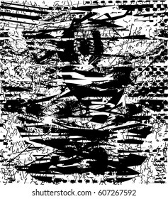 Background black and white abstract texture vector with  dark spots, nets, lines and drawing