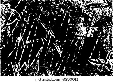 Background black and white abstract texture vector with  dark spots, nets, lines and drawing