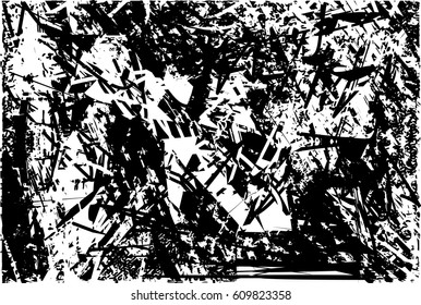 Background black and white abstract texture vector with  dark spots, nets, lines and drawing