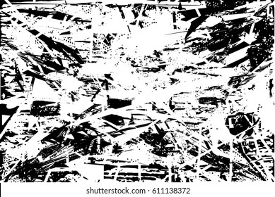 Background black and white abstract texture vector with  dark spots, pale nets, lines and drawing