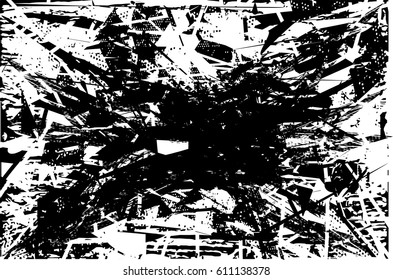 Background black and white abstract texture vector with  dark spots, pale nets, lines and drawing