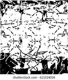 Background black and white abstract texture vector with  dark spots, pale nets, lines and drawing